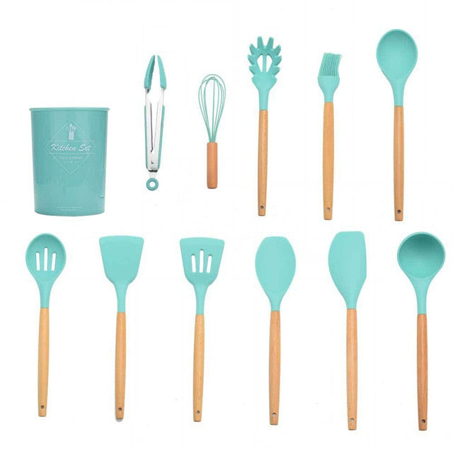 Conjunto de utensílio de cozinha em silicone- 12 Peças